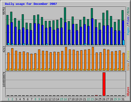 Daily usage for December 2007