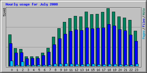 Hourly usage for July 2008